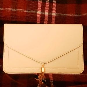 White Gold Tassel Clutch